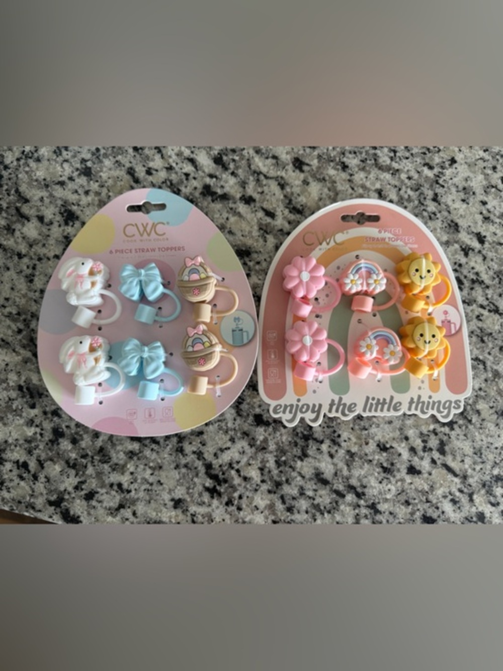 CWC Kids Straw Toppers Set - Pastel Blue, Pink, Yellow
